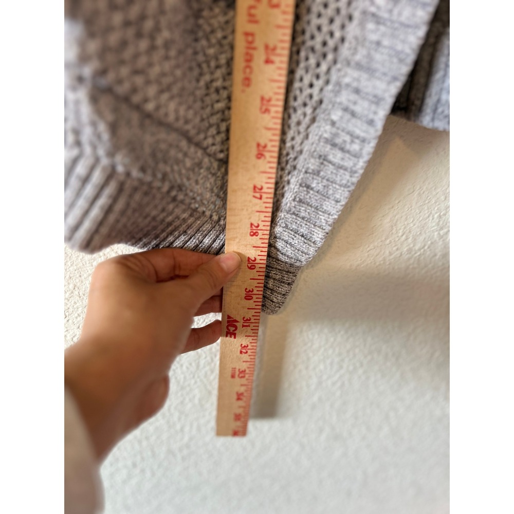 Coastal Beach Gray Open Mesh Knit Cardigan Gap Sweater Cotton Pockets SZ S - Picture 5 of 6